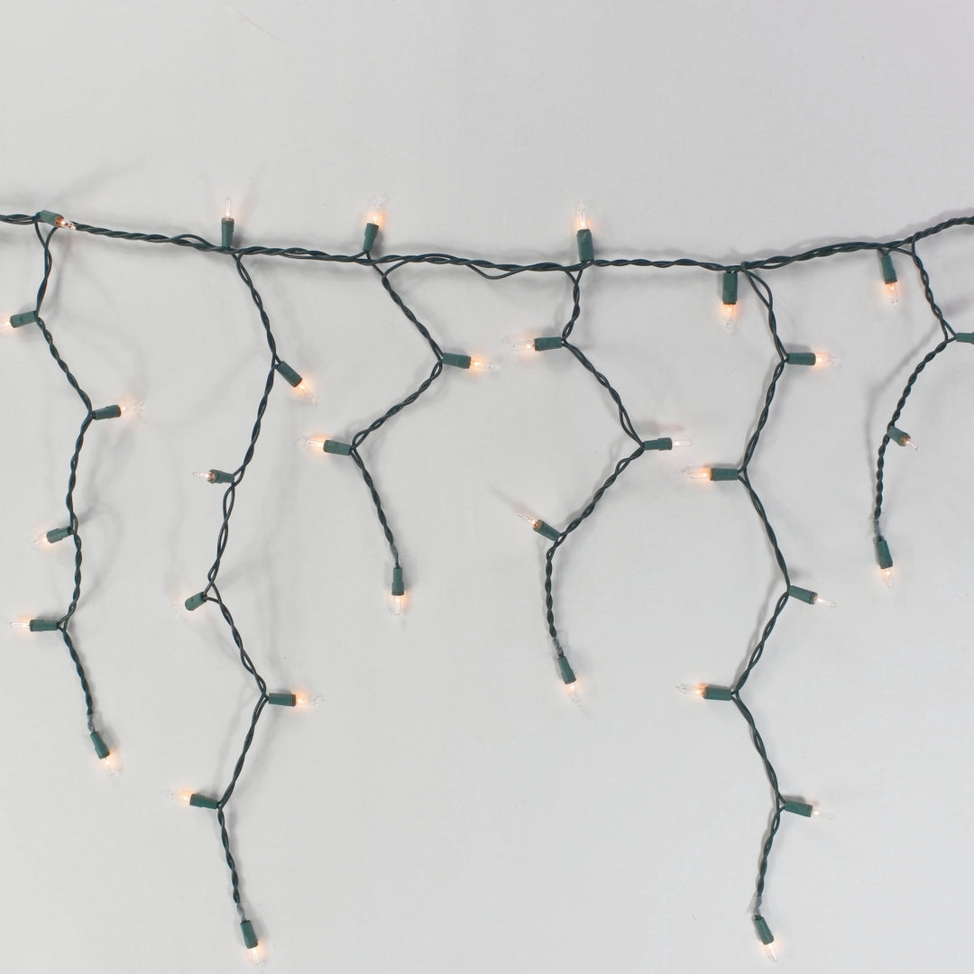150-bulb Clear Icicle Lights, Green Wire