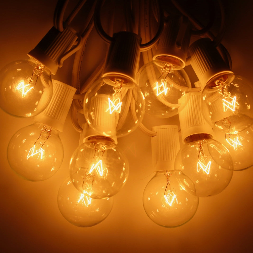 G30 Clear Glass Bulbs E12 Bases (25 Pack) Christmas Light Source