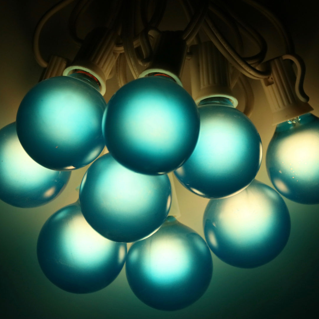 G40 Blue Satin Glass Bulbs E12 Bases