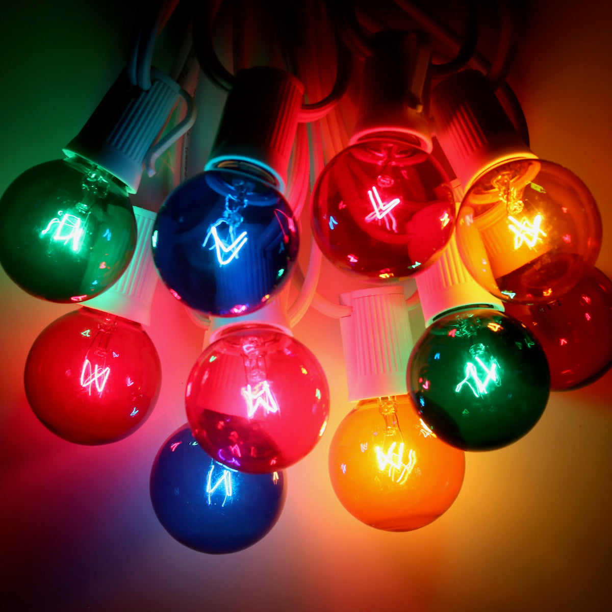 G40 Multicolor Glass Bulbs E17 Bases 25 Pack