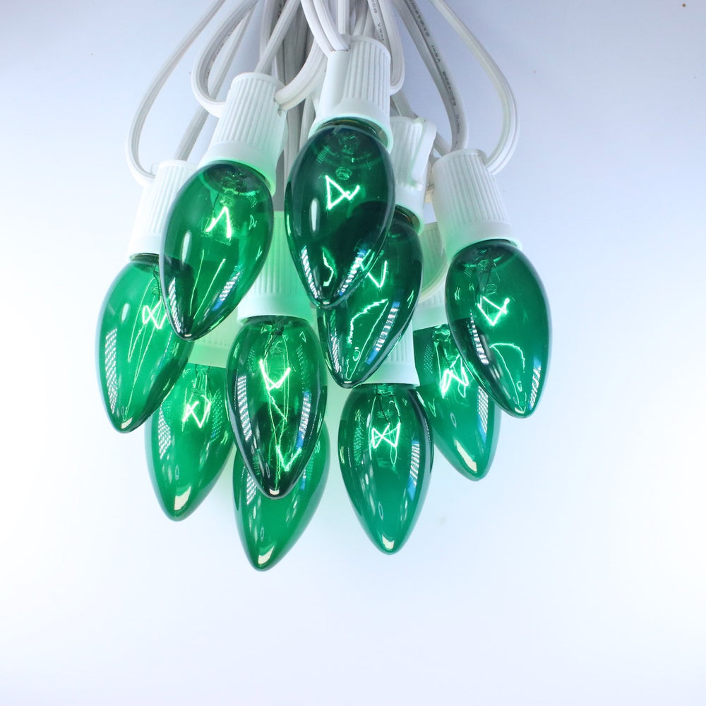 C9 Green Glass Bulbs E17 Bases