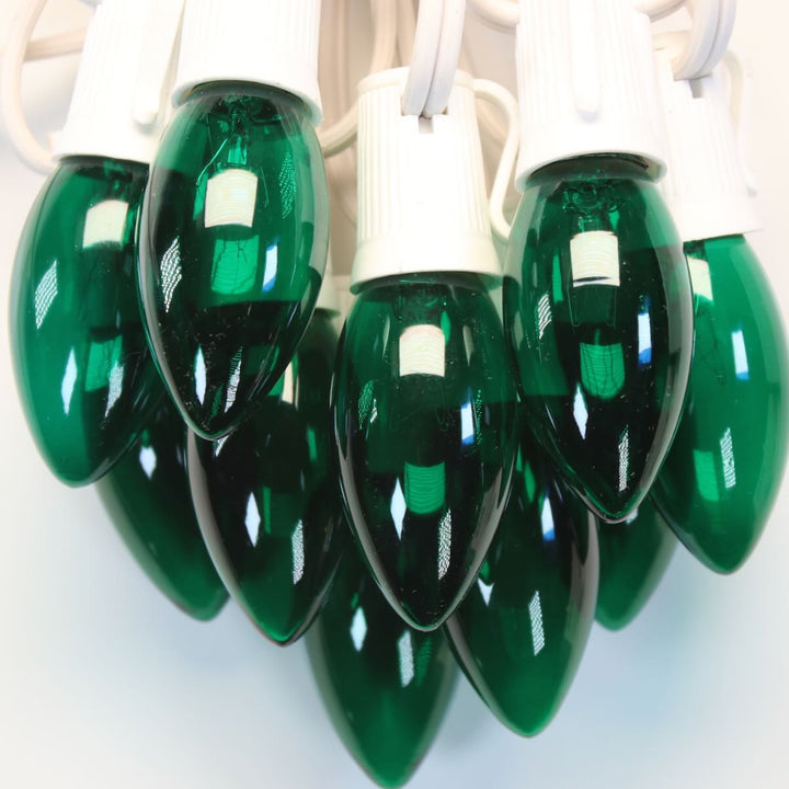 C9 Green Twinkle Glass Bulbs E17 Bases