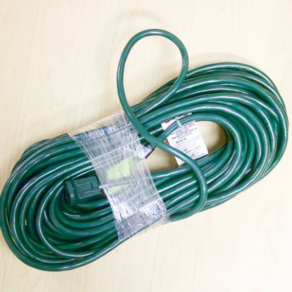 20-foot Medium Duty 16-3 Extension Cord, Green Wire