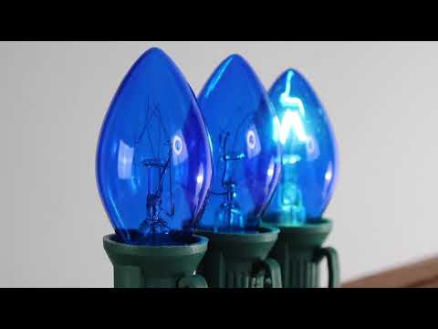 C7 Blue Twinkle Glass Bulbs E12 Bases (25 Pack)