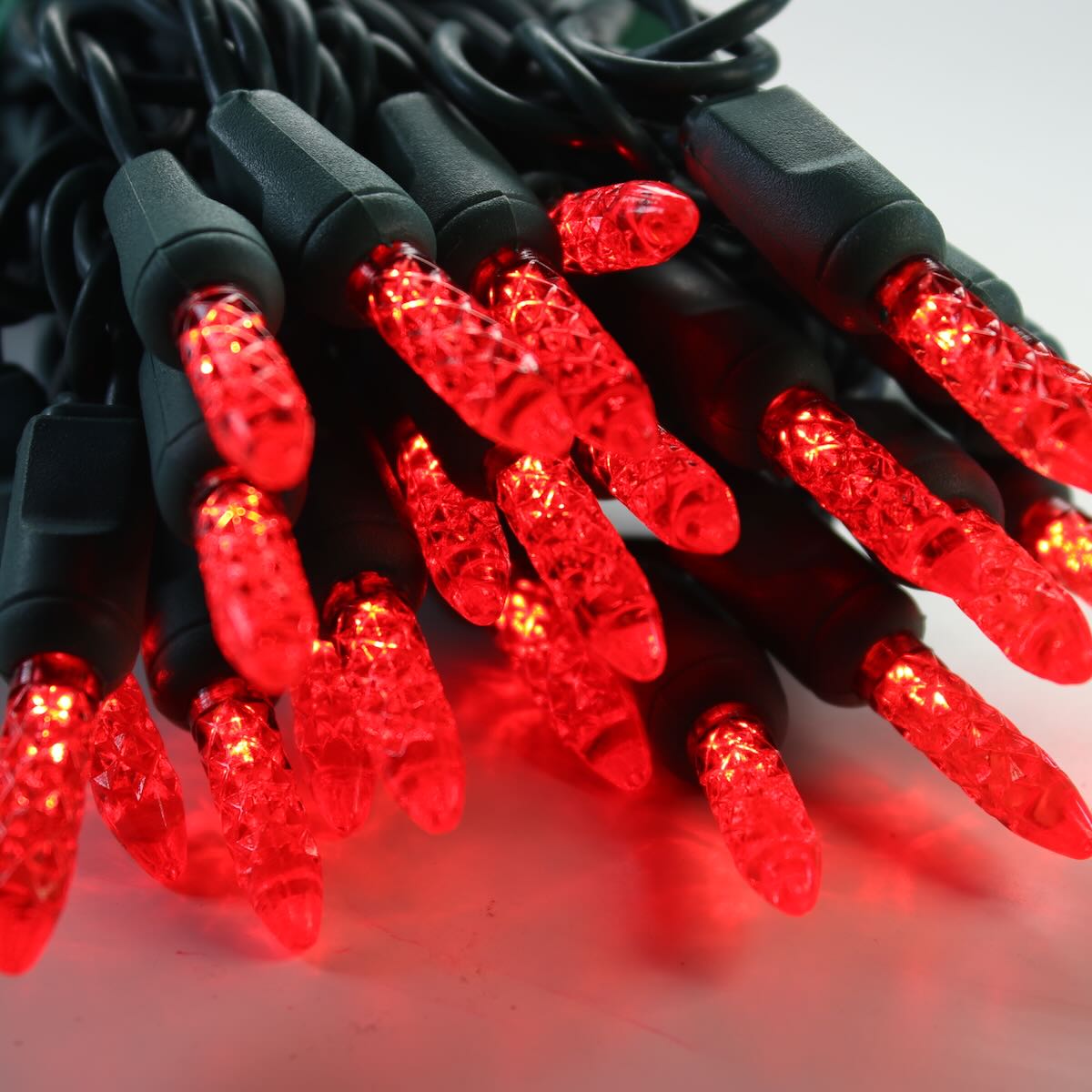 50light M5 Red LED Christmas Lights, 4" Spacing Green Wire Christmas