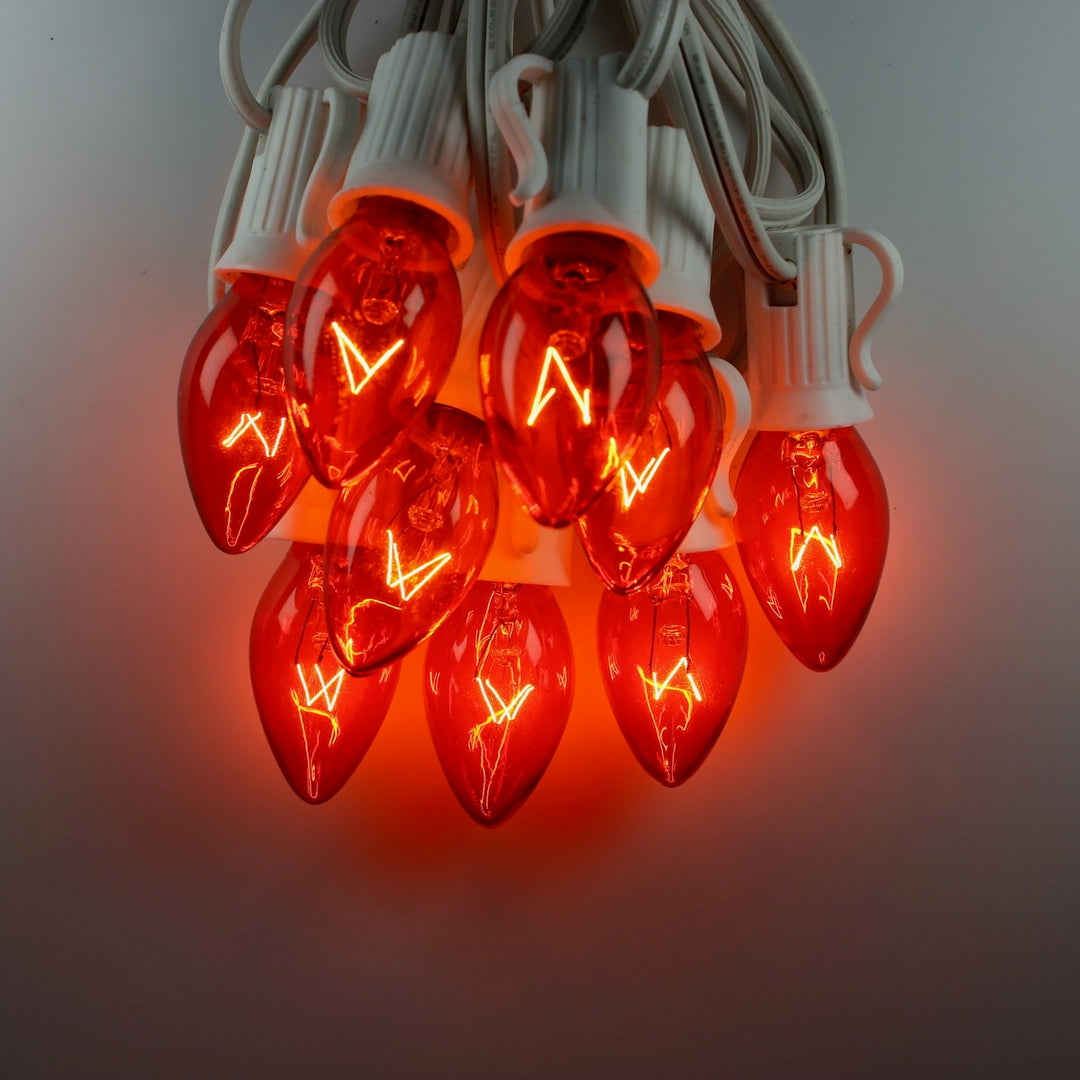 C7 Orange Triple Dip Glass Bulbs E12 Bases