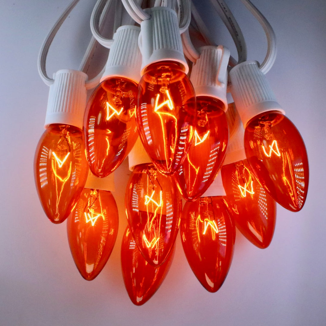 C7 Orange Twinkle Glass Bulbs E12 Bases