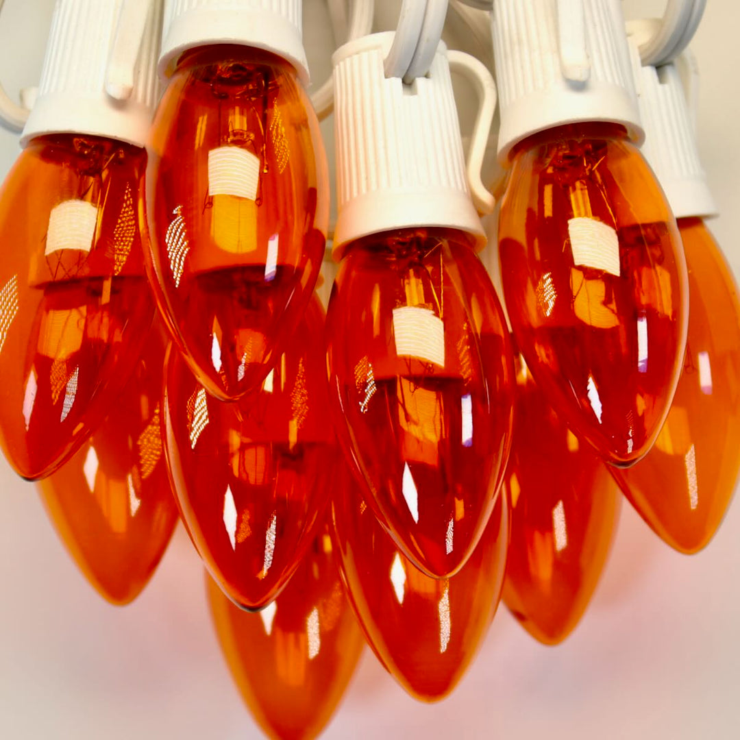 C9 Orange Twinkle Glass Bulbs E17 Bases (25 Pack)