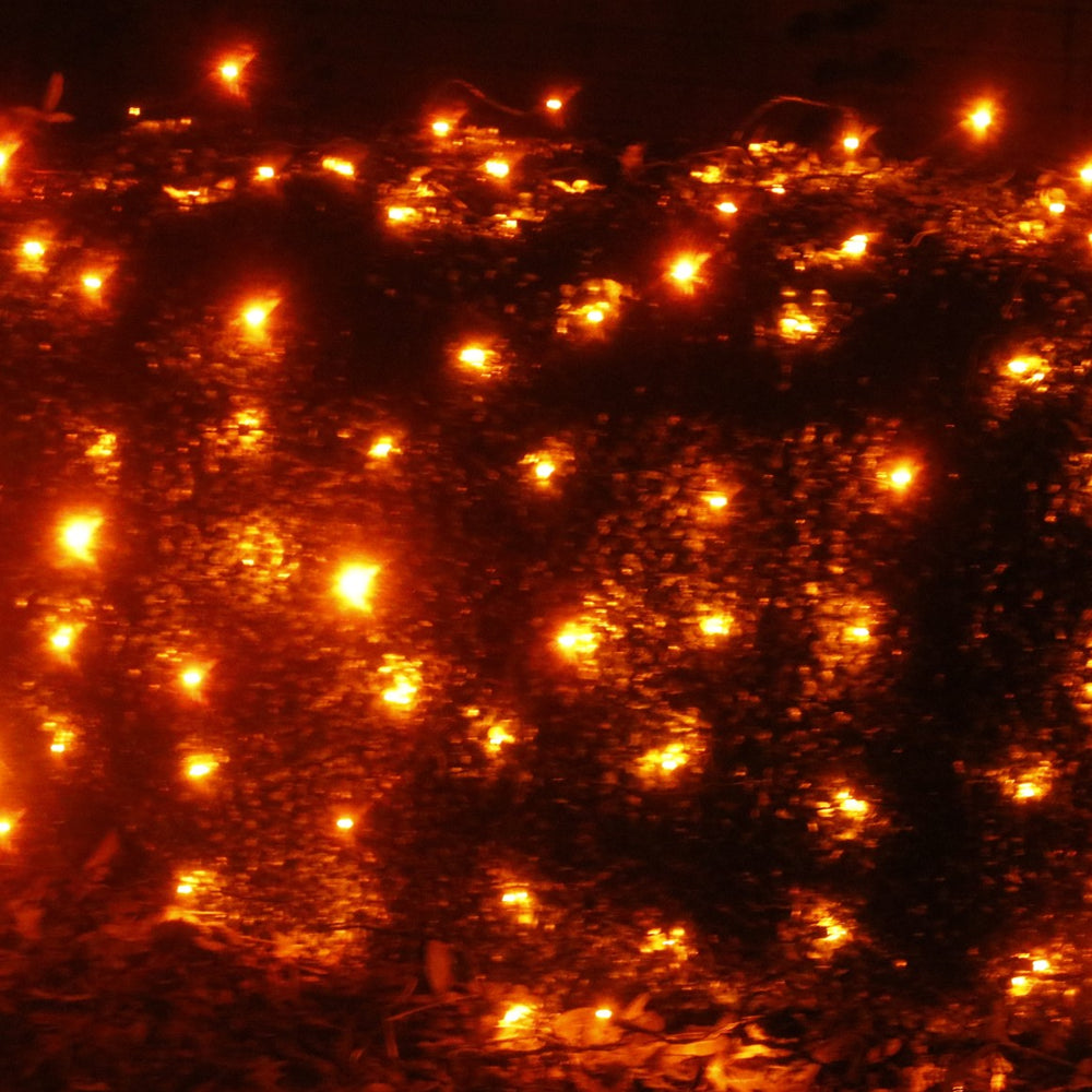 100-light Orange 5mm LED Net Lights, Green Wire