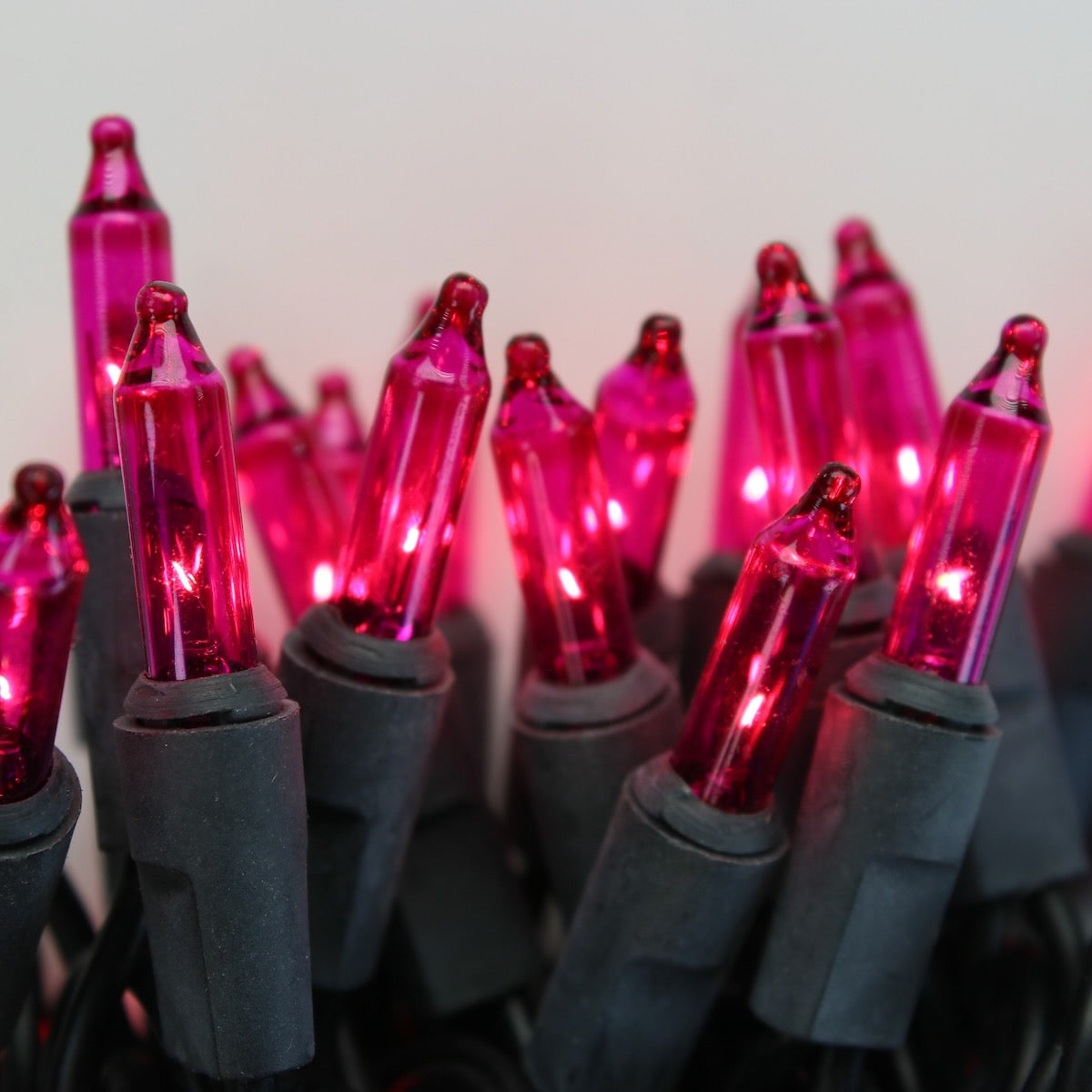50-bulb Pink Mini Lights, 4" Spacing, Wire – Christmas Light Source