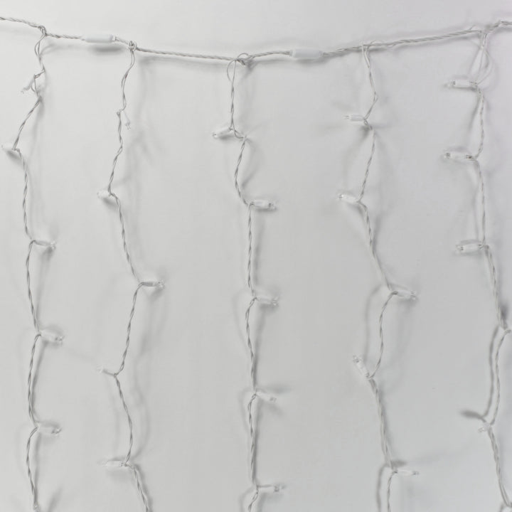 8-foot LED Curtain Lights Pure White on White Wire
