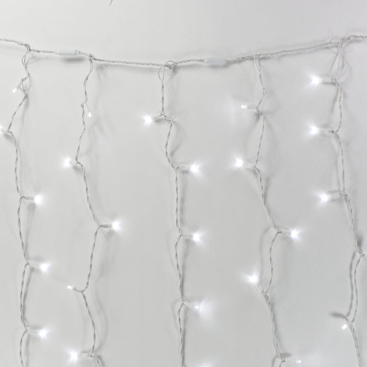 8-foot LED Curtain Lights Pure White on White Wire