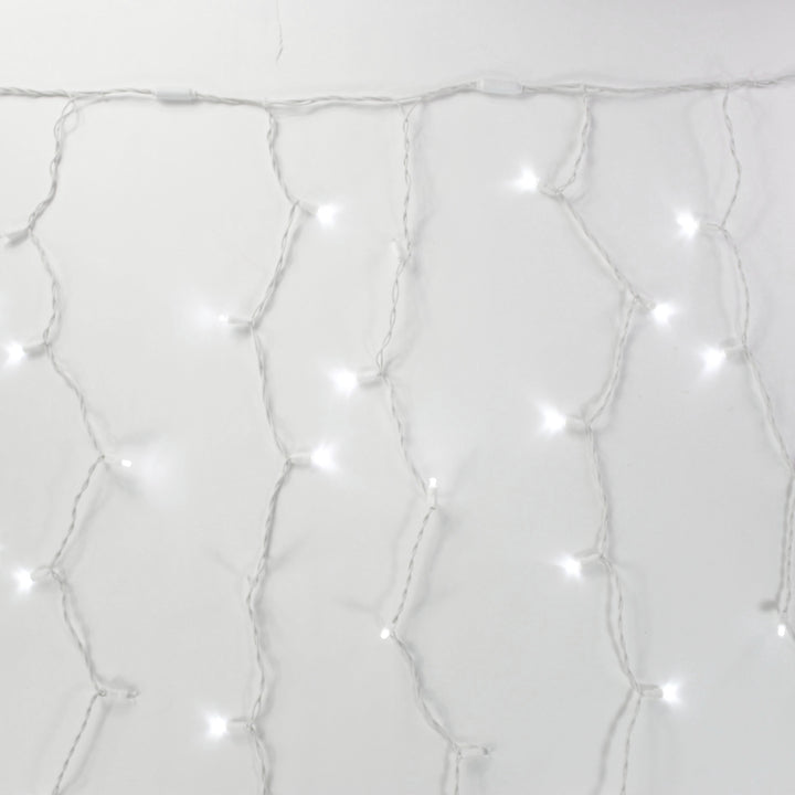 8-foot Twinkle LED Curtain Lights Pure White on White Wire