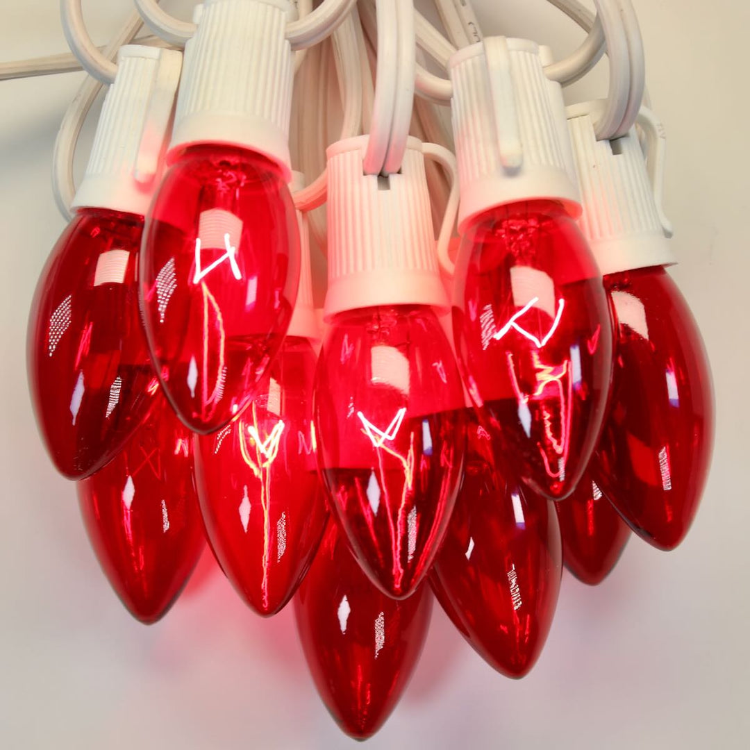 C9 Red Twinkle Glass Bulbs E17 Bases