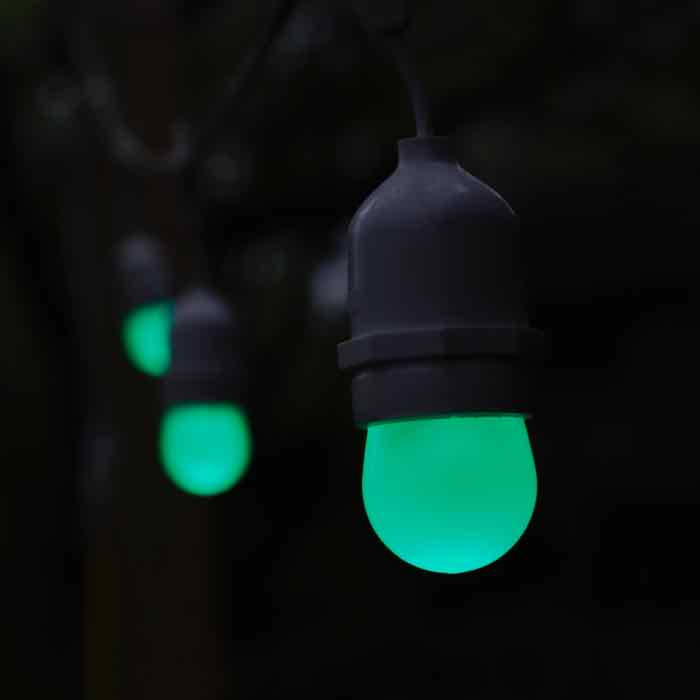 S11 Green Opaque LED Bulbs E26 Bases