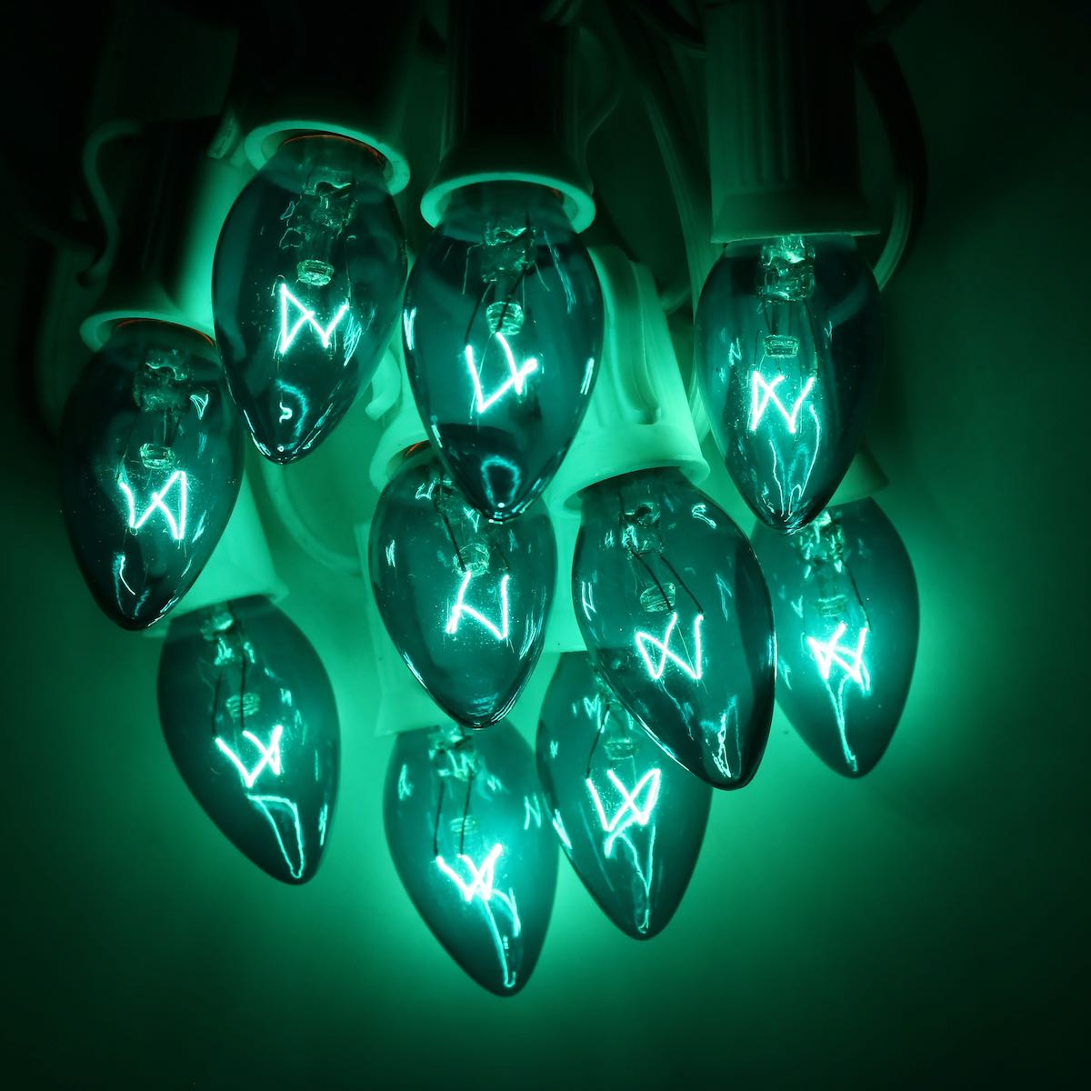 C7 Teal Extra Bright Glass Bulbs E12 Bases Christmas Light Source