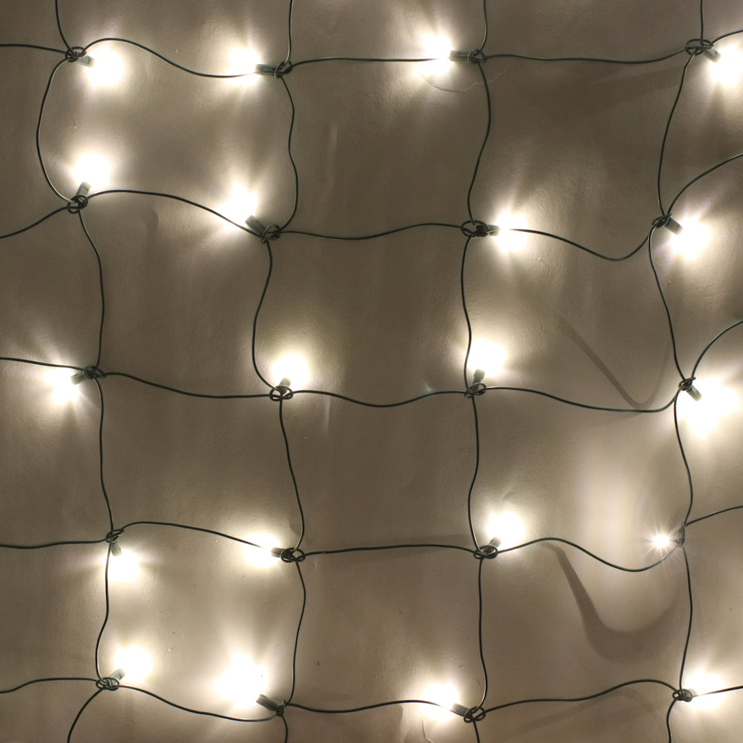 100-light Warm White 5mm LED Net Lights, White Wire