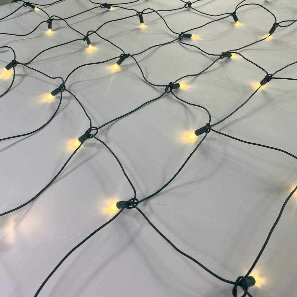 100-light M5 Warm White LED Net Lights, Green Wire