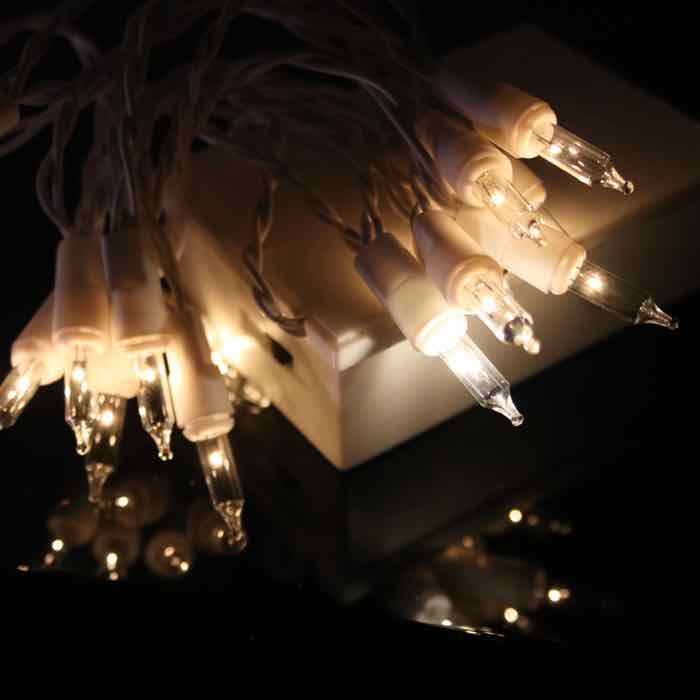 Battery-Operated White Mini Lantern String Light - White Wire