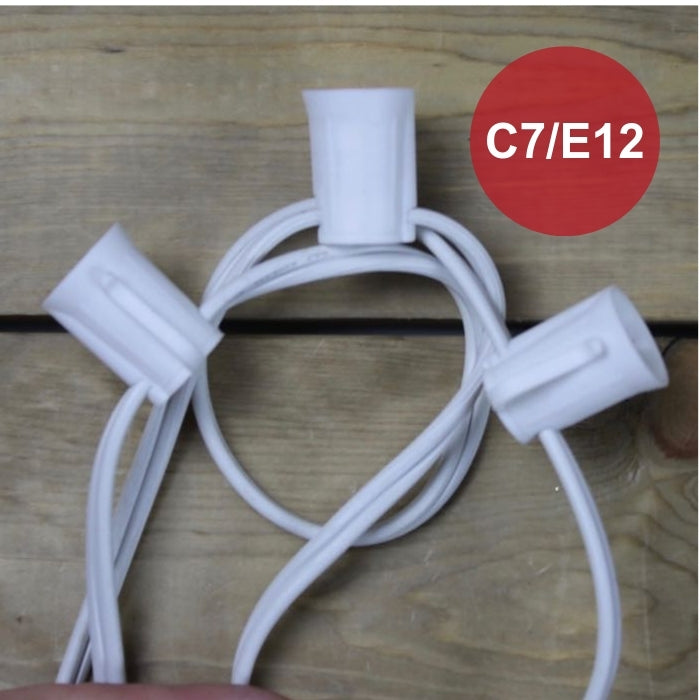 C7 (E12) 100' Cord 12" Spacing, White SPT-1 Wire