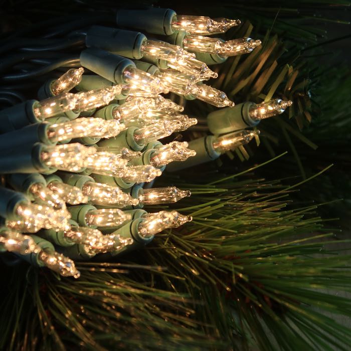 Clear Commercial Mini Lights, Green Wire