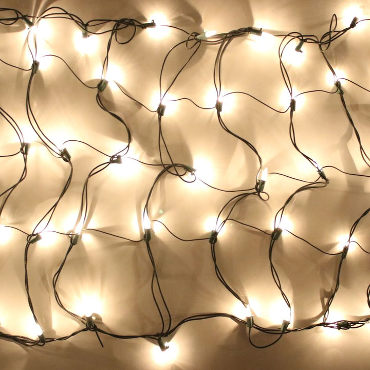 150-bulb Clear (White) Net Lights, Green Wire