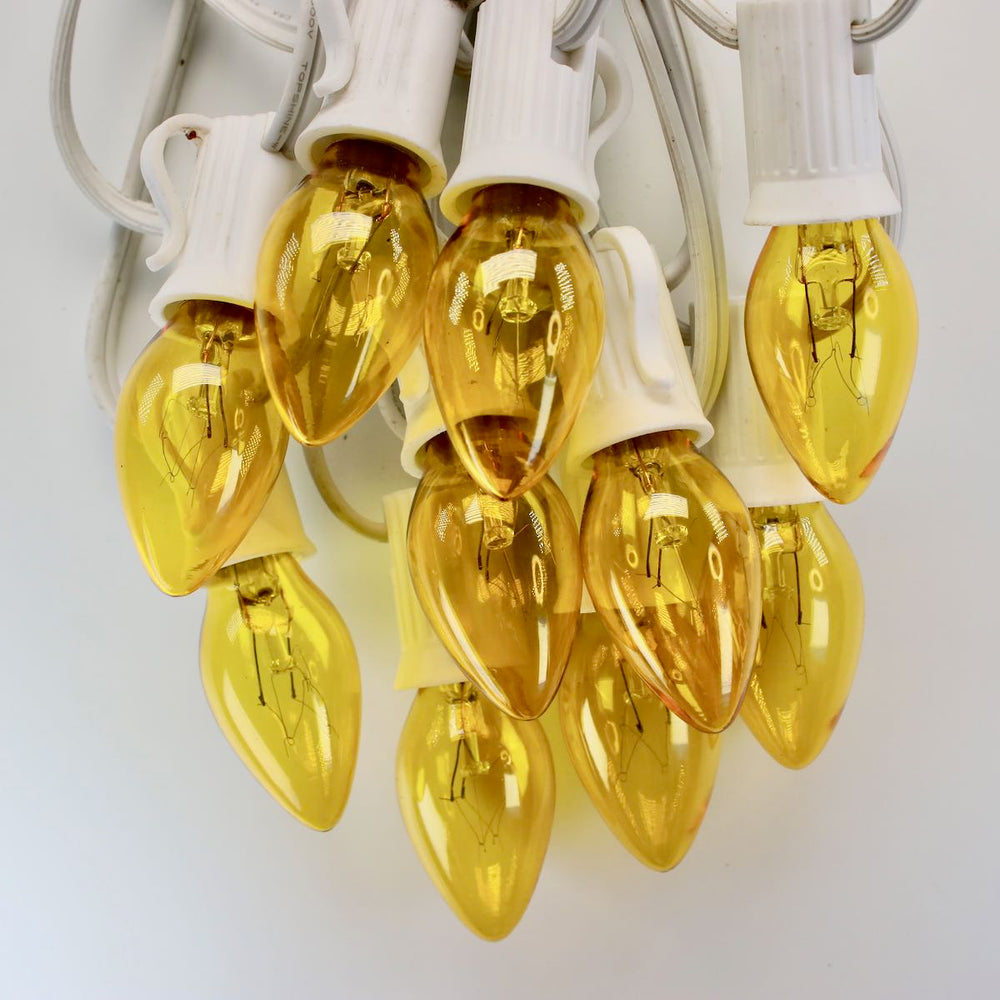 C7 Yellow Extra Bright Glass Bulbs E12 Bases