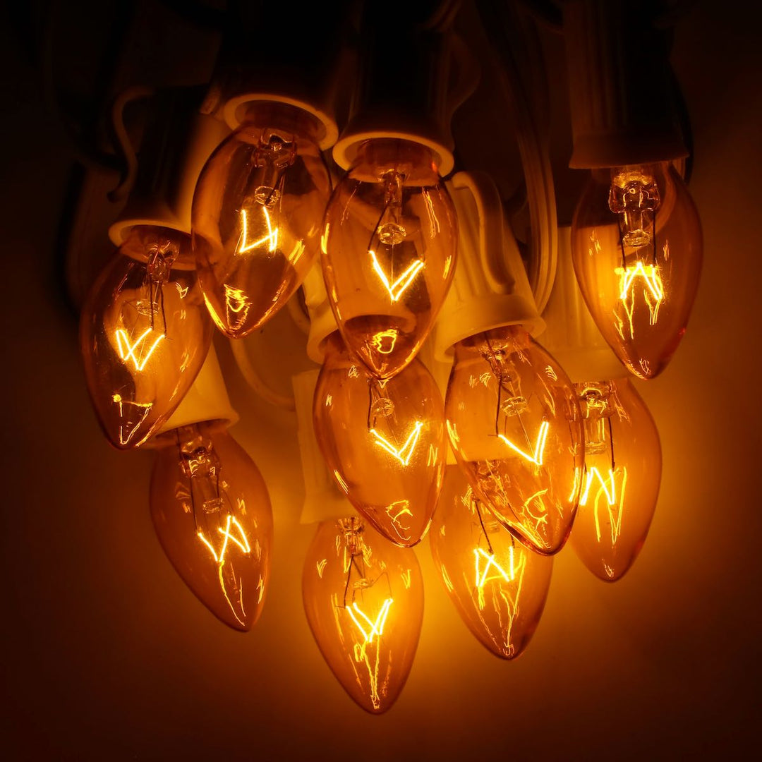 C7 Yellow Extra Bright Glass Bulbs E12 Bases