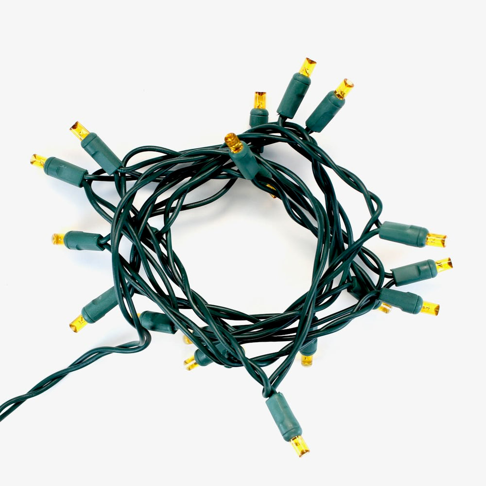 20-light Yellow LED Craft Lights, Green Wire