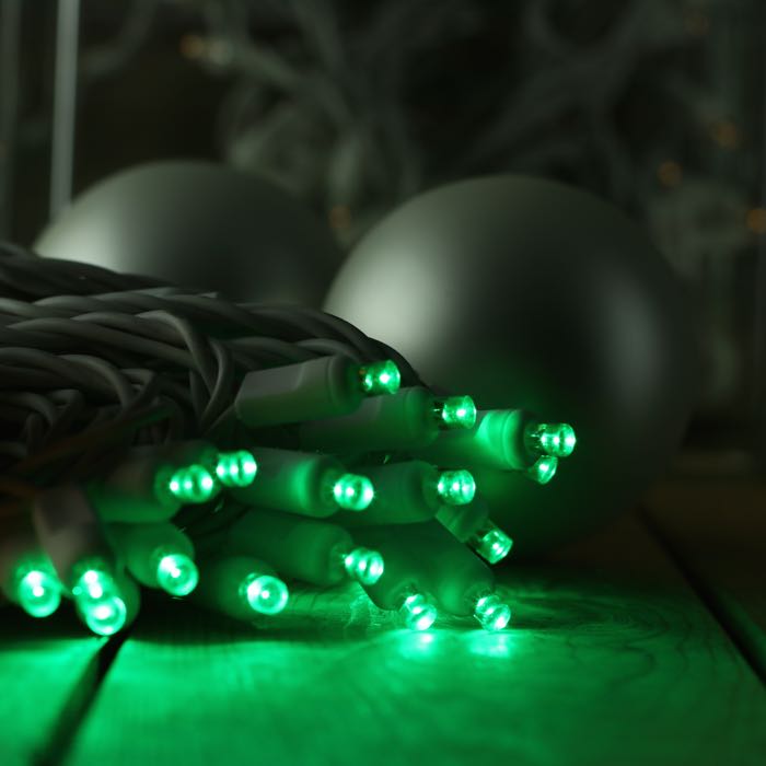 50 Green 5mm LED White Wire