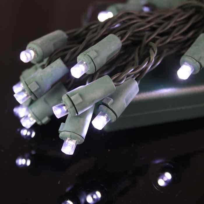 Battery Powered LED Christmas Lights Conical Pure White Green Wire - Battery Powered LED Christmas Lights Conical Pure White Green Wire