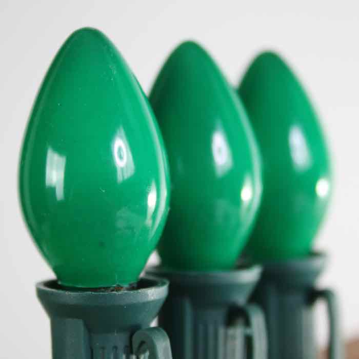 Green Ceramic C7 Christmas Light Bulbs