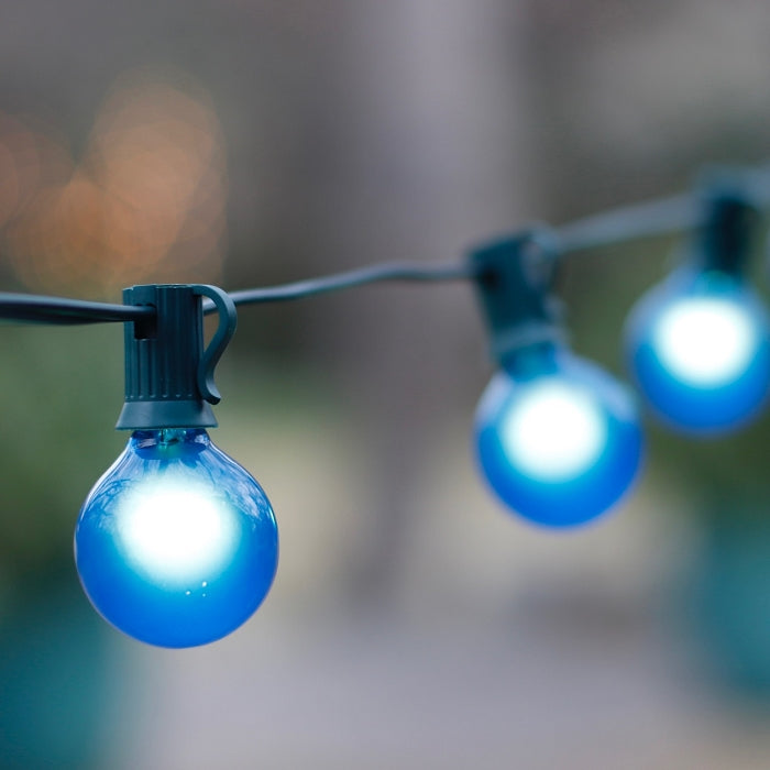 Blue Satin G40 Globe Light Bulbs with E12 Bases