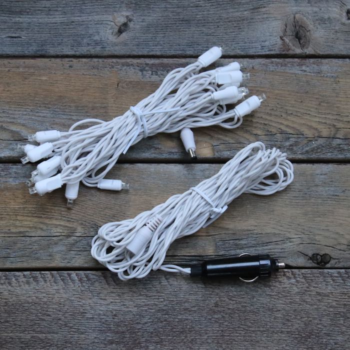 12 Volt LED Light Set Pure White on White Wire