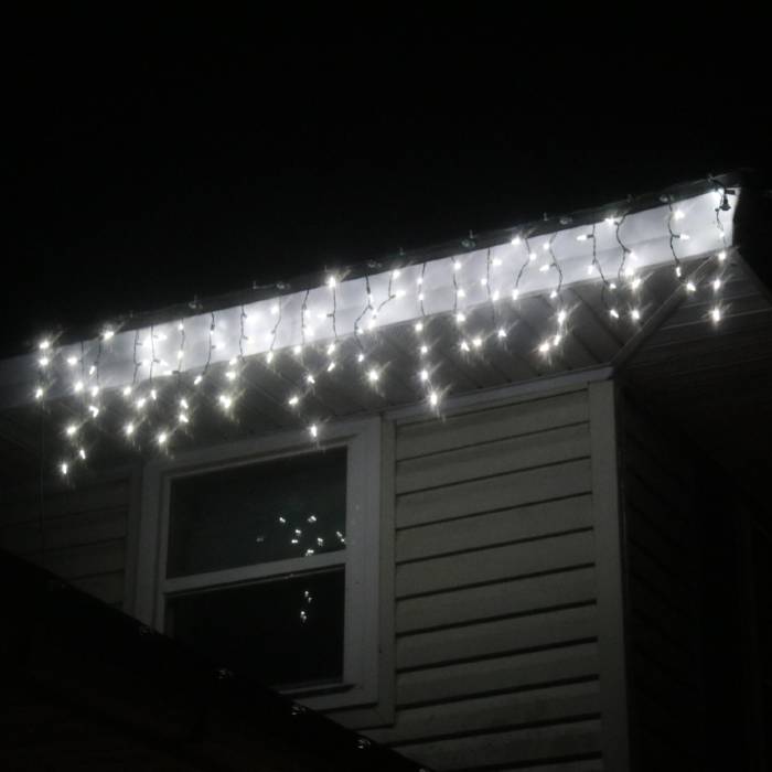Pure White M5 Led Icicle Lights On Green Wire Pure White M5 Led Icicle Lights On
