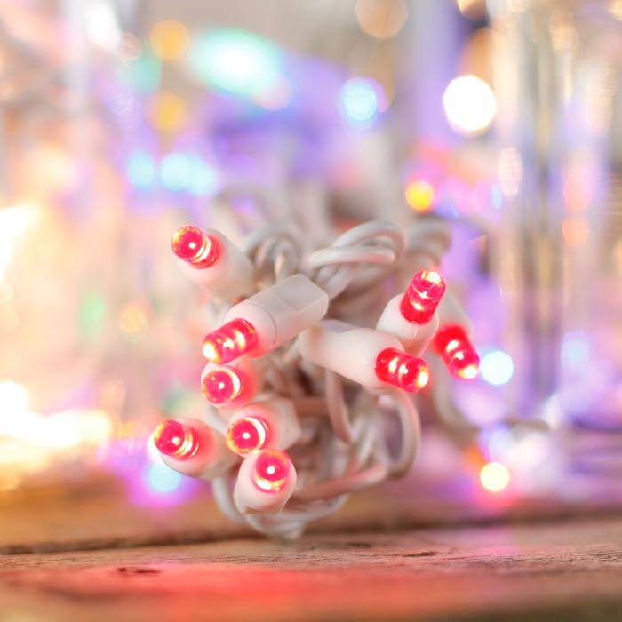 20 red 5mm LED craft lights white wire