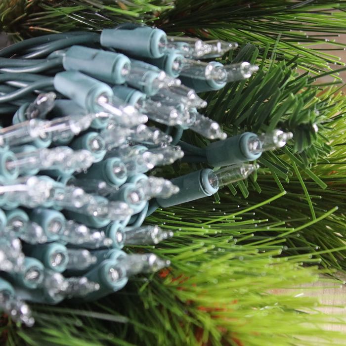 Clear Commercial Christmas lights Green Wire