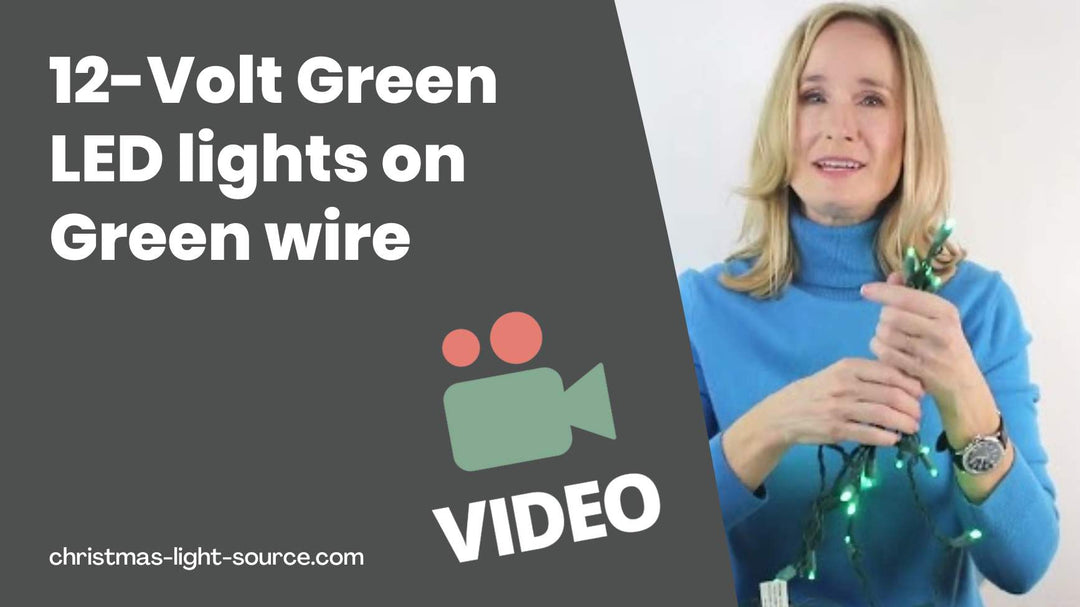 Green 12-volt LED Christmas Lights on Green Wire