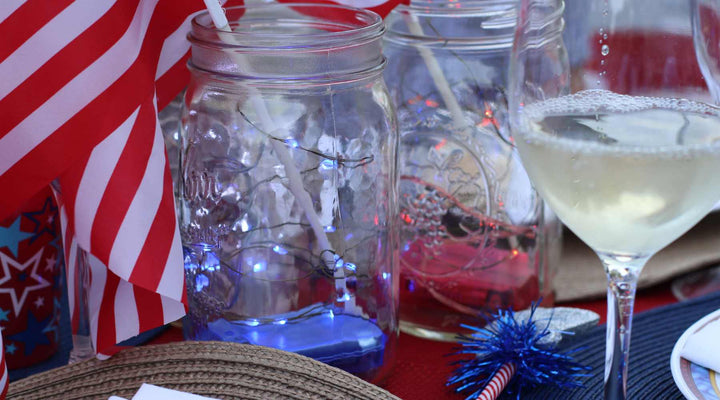 Red, white and blue lights for Memorial Day, 4th of July and other patriotic holidays