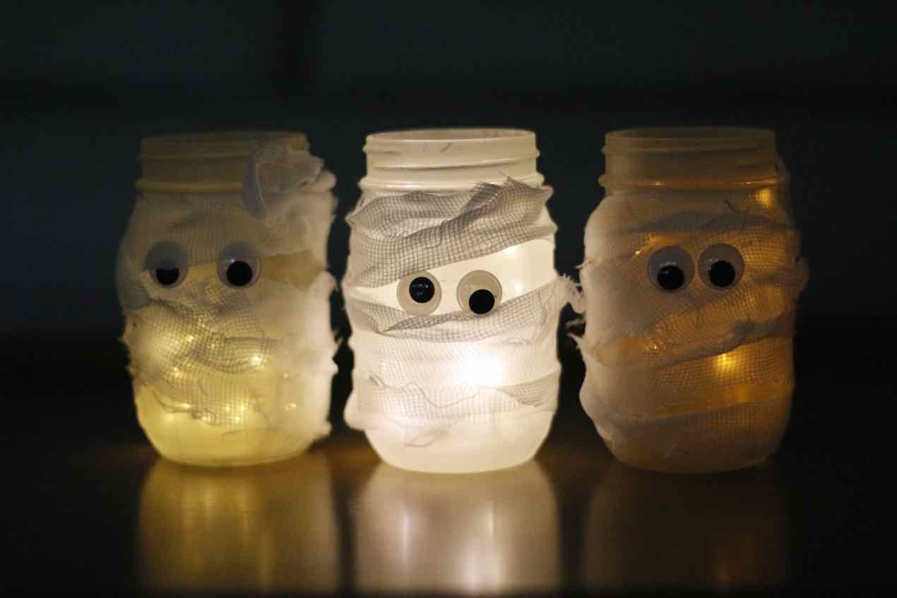 Home Made Mummy Mason Jar Lights Decoration