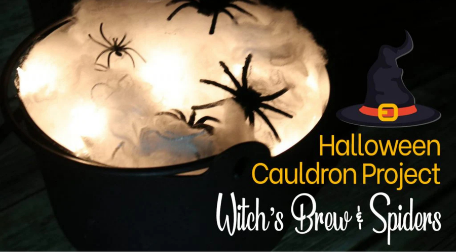 DIY Lit Halloween Cauldron – Witches’ Brew, Spiders, and a Bonus Cocktail!