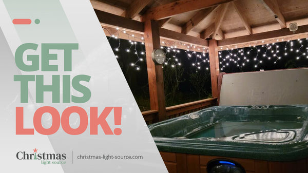 Get this Look: Clear Glass Icicle Lights, Hot Tub Pergola