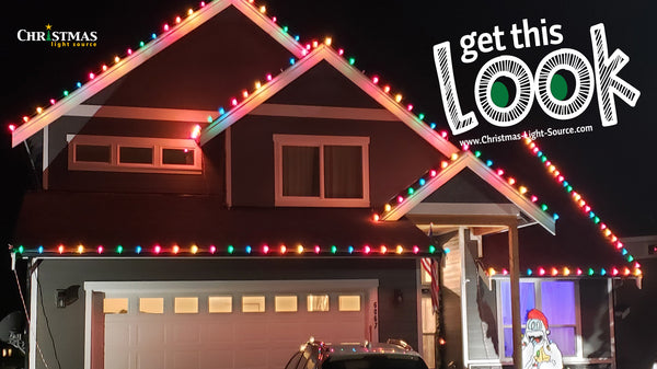 Get this Look: Glass Opaque Multicolor C9 Bulbs and Cords, Fun Gingerbread House