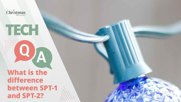 What is the difference between SPT-1 and SPT-2 Christmas light cords?