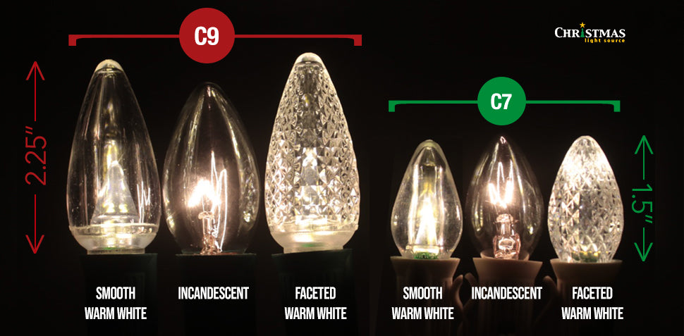 What is the difference between C7 and C9 Christmas Bulbs?