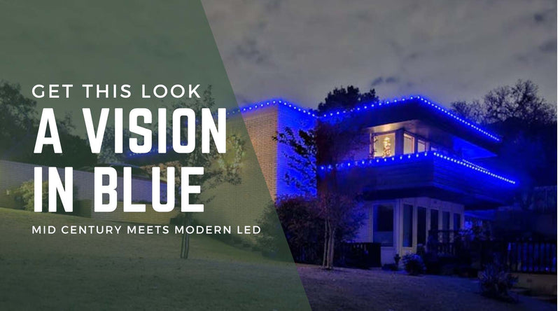 House outlined with blue lights