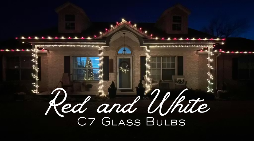 Customer Display: Red and White Glass C7 Bulbs