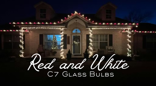 Customer Display: Red and White Glass C7 Bulbs