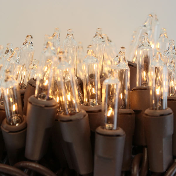 Clear Mini Lights on Brown Wire