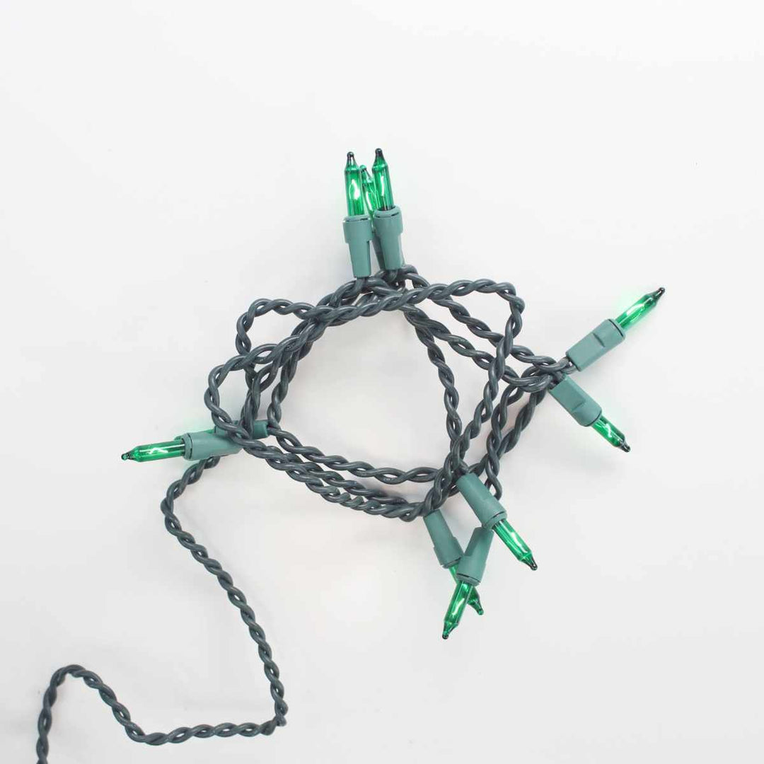 10-bulb Green Glass Craft Lights, Green Wire
